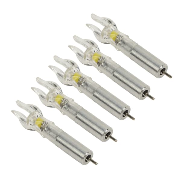 5 STK LED Lysende Pilehaler med Batteri, Plast, Nem Installation til Pile, 6,2 mm Indvendig Diameter, Gul