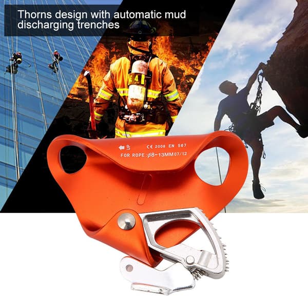 Kraftig klätterascender med högelastisk fjäder för 8-13 mm rep - Orange