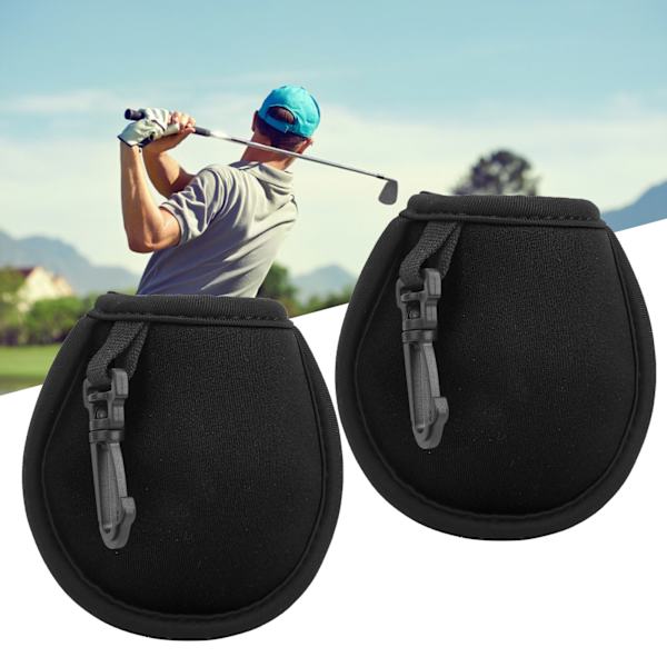 2 kpl pyöreä kannettava golfpallokotelo koukulla, vedenpitävä neopreeni