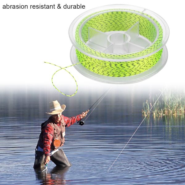Tilspidset forfang flueline 50m holdbar nylon 20lb gul og sort