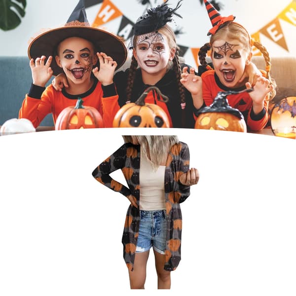 Lett langermet åpen kappe for kvinner til Halloween, høst, uformell, grå, størrelse L