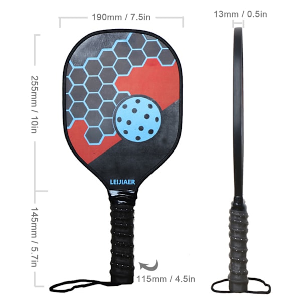 Træ Pickleball Ketcher Sæt med 2 Ketchere, Bolde og Netpose til Begyndere