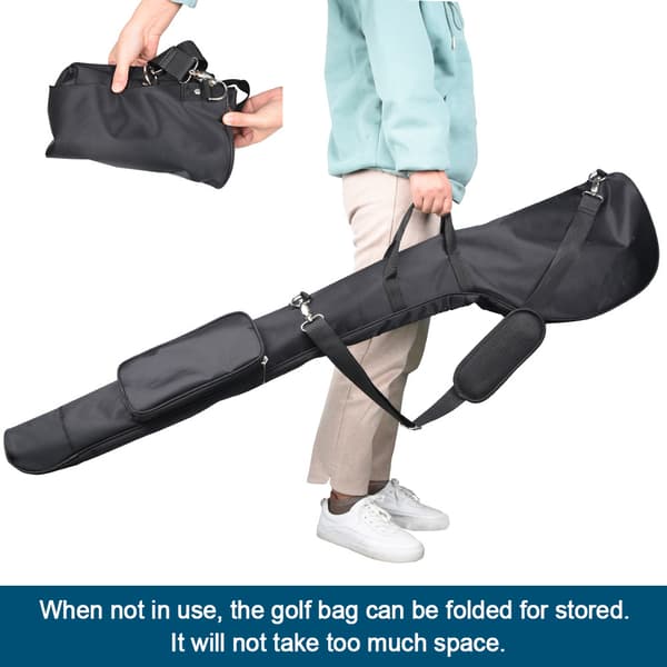Sammenleggbar golfreisebag i nylon med skulderstropper og kompakt oppbevaring
