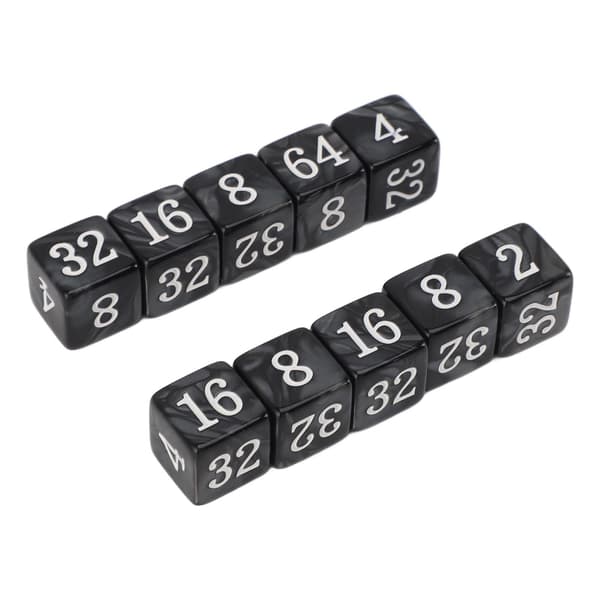 30 6-sidige numeriske terninger, multipler av 2, lett, bærbar plast, for undervisning, brettspill, svart