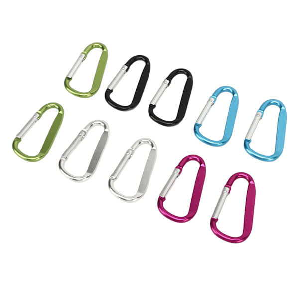 10 st mini karbinhakar i aluminium D-ring form nyckelring spänne krok för camping