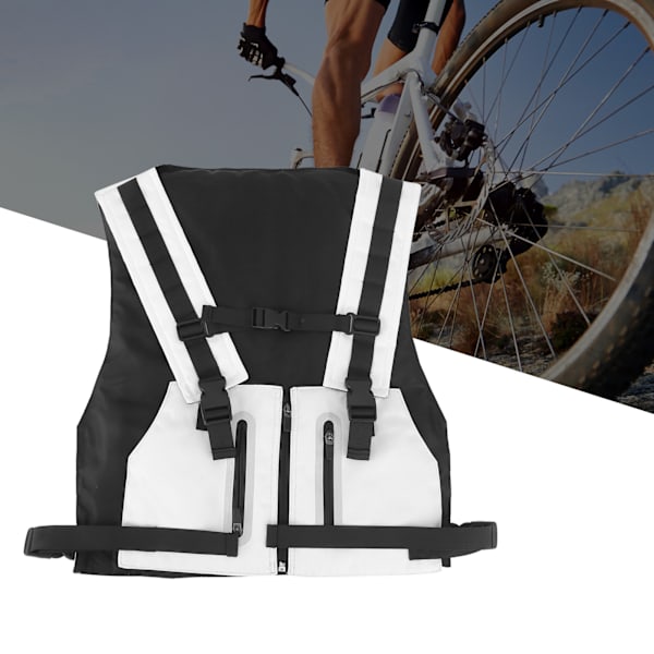 Multifunktionell justerbar reflexväst i polyester för cykling, löpning och säkerhet - Vit