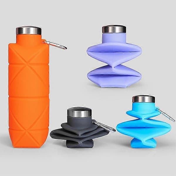 Hopfällbar resevattenflaska, 700 ml, tillverkad av hopfällbart silikon (orange)