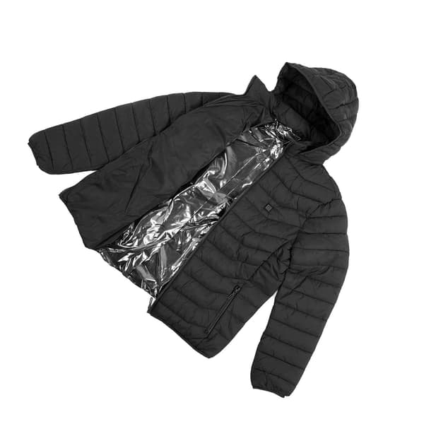 Elektrisk varmejakke med hætte, 3 temperaturniveauer, USB, til mænd og kvinder, sort, 2XL