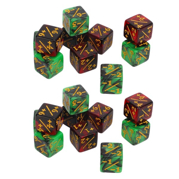 20 stk 16 mm terninger, 2 farger, med addisjon og subtraksjon for undervisning i matematikk