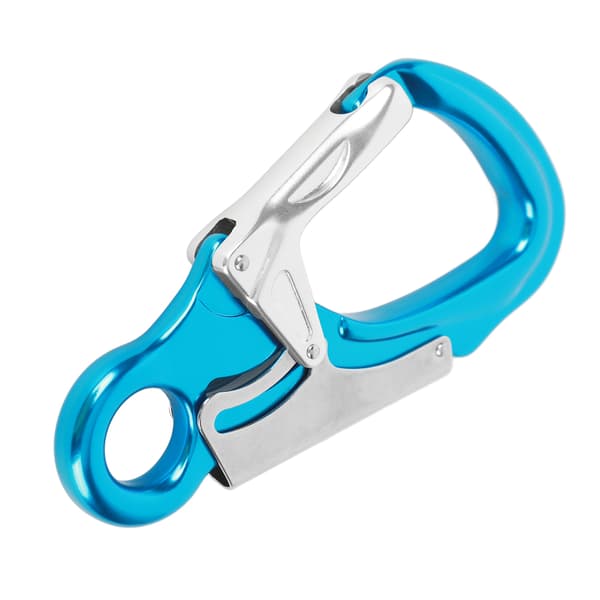 D 35KN Kraftige Klatrekarabiner, 7075 Aluminium, Rustfrit Stål, til Bjergbestigning, Abseiling, Himmelblå, Sølv