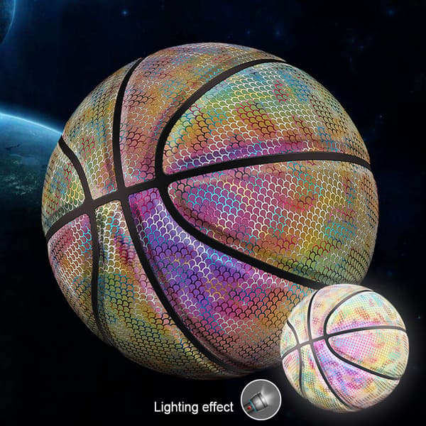 Holografisk reflekterende nummer 7 lysende basketball til natspil - gave til voksne og børn