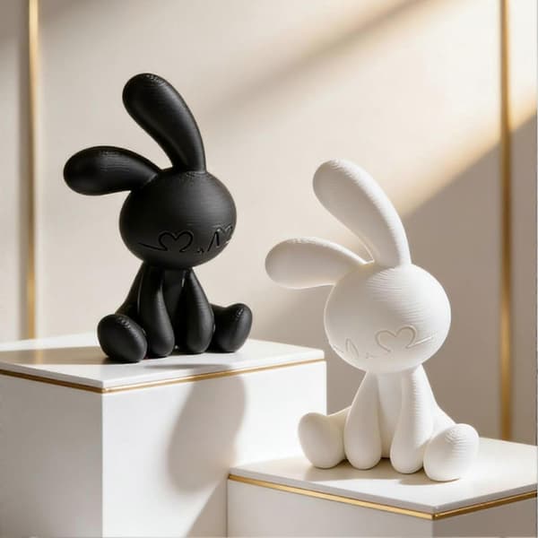 Kaninfigursett, 3D-printet dyreskulpturgave