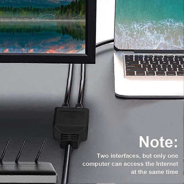 RJ45 Ethernet splitterkabel, 1 han til 2 hun netværksadapter Ethernet-stikforbindelsesport