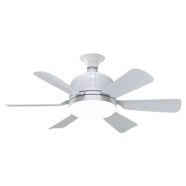 Fjernstyret loftventilator med LED-belysning og justerbar ventilatorhastighed, velegnet til moderne stuer (hvid).
