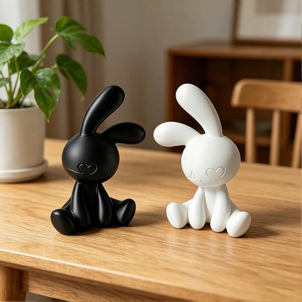 Kaninfigursett, 3D-printet dyreskulpturgave