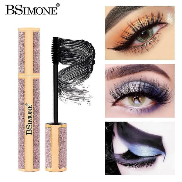 Förlängande mascara, silkesfibermascara, extra långa fransar, svart mascara