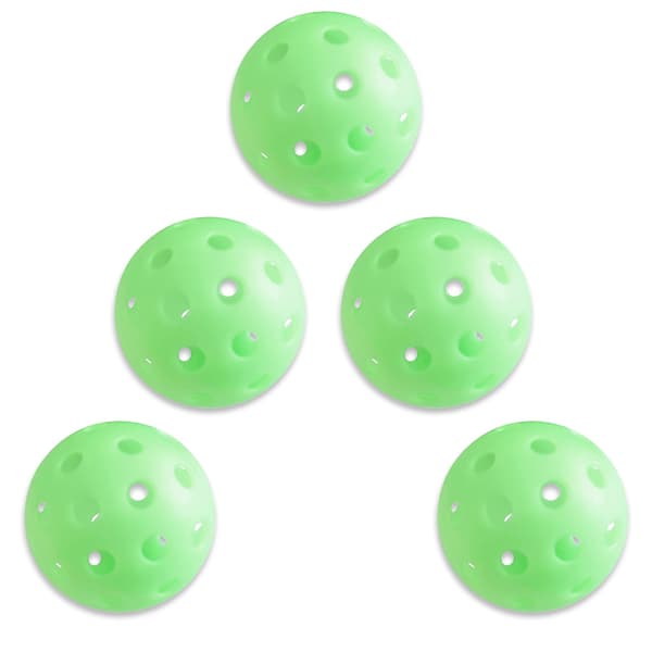 5-pak 74 mm lysende pickleballs til indendørs og udendørs træning med netpose