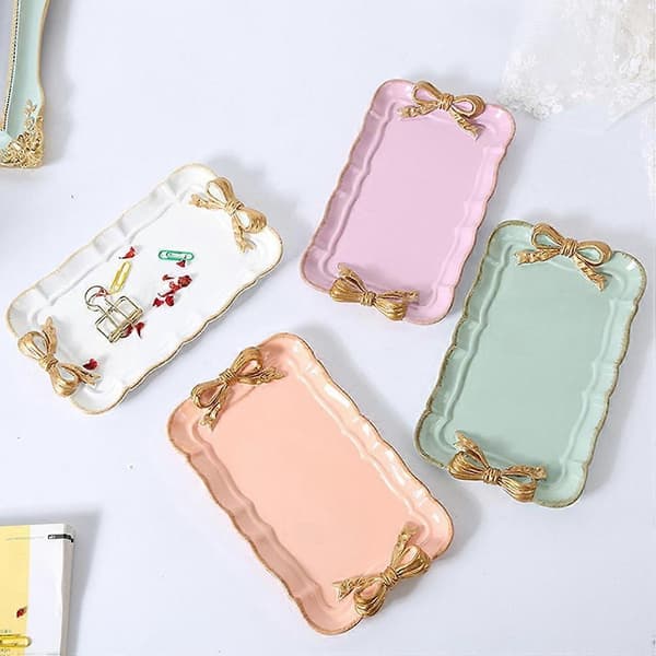 Rund smyckesfat, fräsch och elegant stil, ljusgrön harts dessertställ (1-pack)