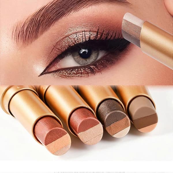 4-pack 3-färgad matt gradient glitter ögonskuggsstift krämig skimmer ögonskugga | Trefärgad blandbar