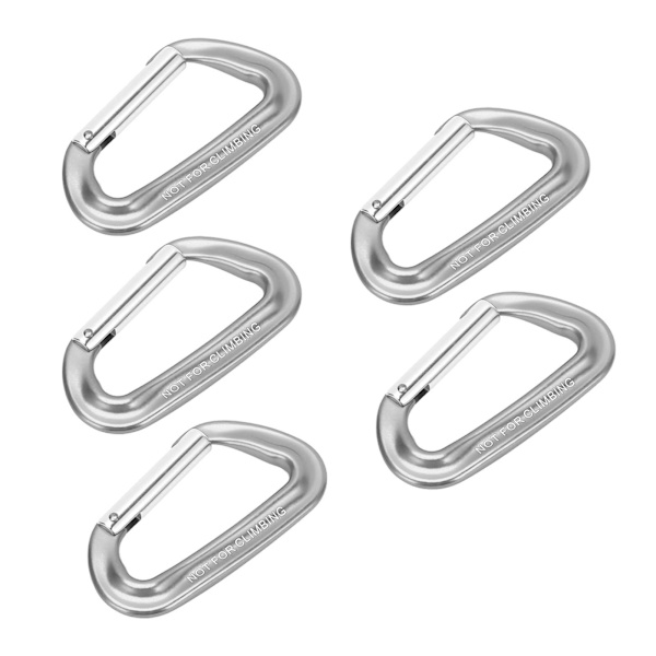 5 st D-ring klätterkarbinhakar 12KN aluminiumlegering A7075 för camping, vandring, utomhus, grå