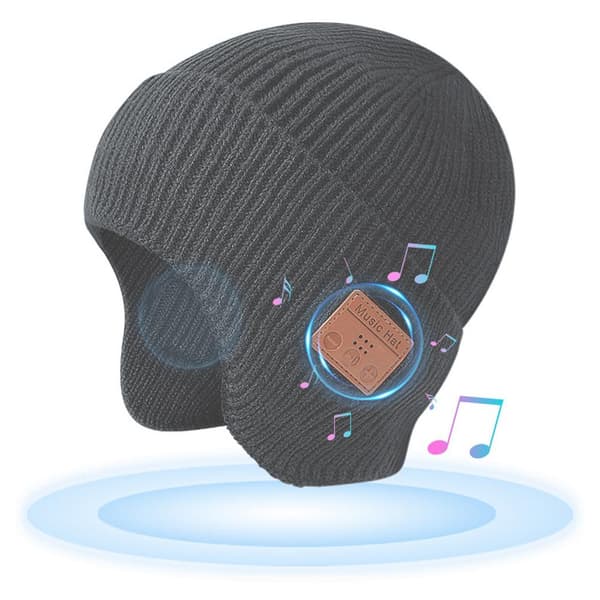 Unisex Bluetooth stickad mössa med öronöppning och trådlösa hörlurar för vintern