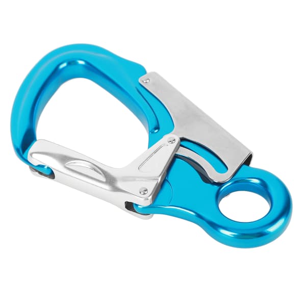 D 35KN Kraftige Klatrekarabiner, 7075 Aluminium, Rustfrit Stål, til Bjergbestigning, Abseiling, Himmelblå, Sølv