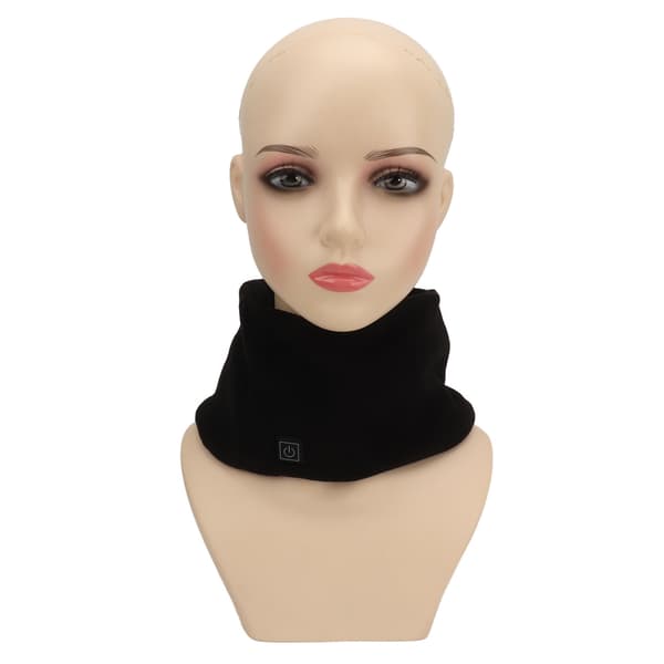 USB-oppvarmet skjerf, slitesterk polyester, varmt halsskjerf for utendørs vinterbruk, svart