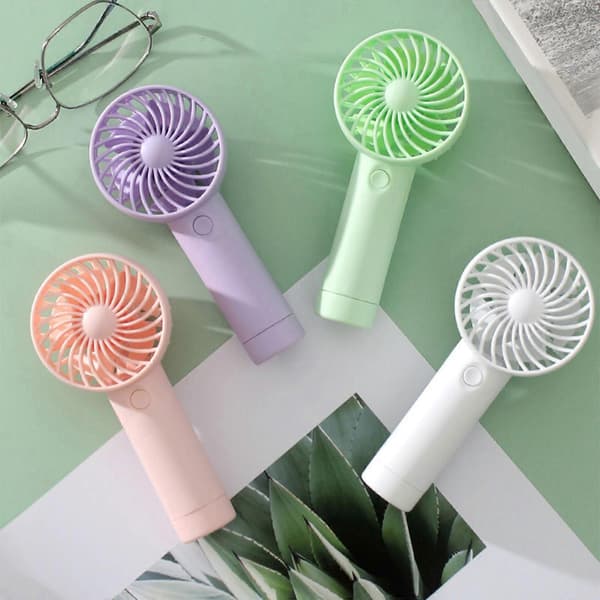 Mini USB bordventilator, mini genopladelig bærbar ventilator, tre ventilationshastigheder, lilla.