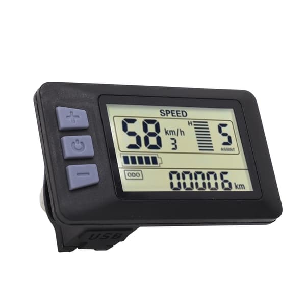 LCD-displaypanel til 24V 36V 48V 60V elcykel med vandtæt 6PIN ledning