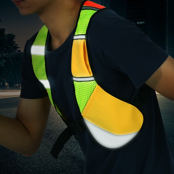 Multifunksjonell refleksvest for sykling, nattløping, maraton, fotturer - gul