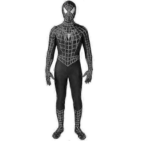 Sort Tobey Maguire Spiderman Kostume - Perfekt til Cosplay Halloween (Voksne/Børn) - DSW 100