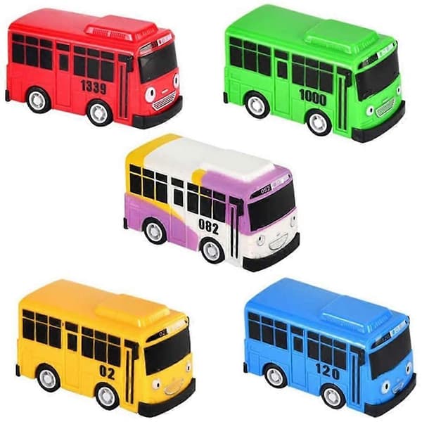 Fem minibusslekebiler, modellbiler, mini pullback lekebiler, gaver til gutter og barn, bursdagsfestgaver.