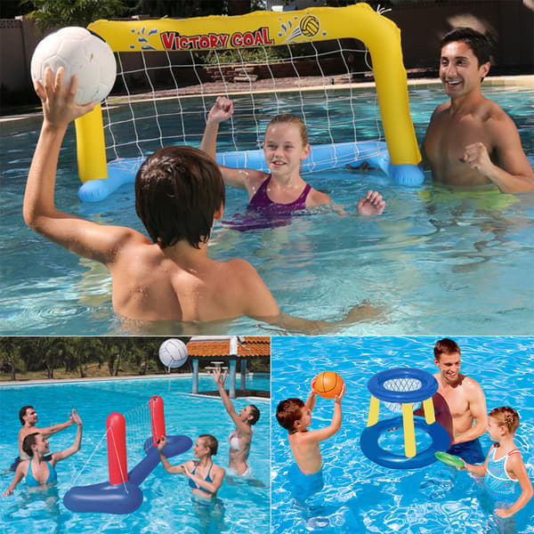 Oppusteligt Pool Volleyball Sæt til Pool og Strand med Stabilt Net til Familier