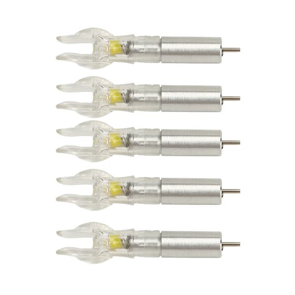 5 STK LED Lysende Pilehaler med Batteri, Plast, Nem Installation til Pile, 6,2 mm Indvendig Diameter, Gul