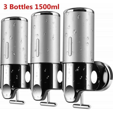 x 500ML Veggmontert såpedispenser, flytende sjampodispenser, veggmontert baderomsdusj sjampolotionbeholder