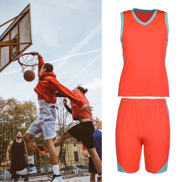 Basketbollskläder för barn och män, ärmlös tröja, V-ringning, orange, XL