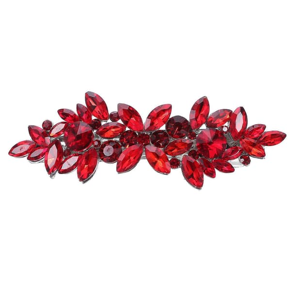 Hårspenne: Rød rhinestone blomsterhårspenne, hårtilbehør, pannebånd, egnet for kvinner, jenter, bryllupsfester.