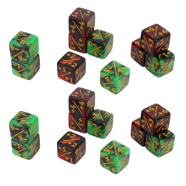 20 stk 16 mm terninger, 2 farger, med addisjon og subtraksjon for undervisning i matematikk