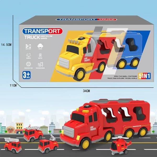 Lett musikk transport lastebil treghet ingeniør lastebil container tralle gutt barn leker klar... Red