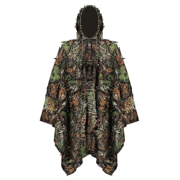 3D Camouflage Vandtæt Regnponcho med hætte til camping, vandreture, voksne og børn