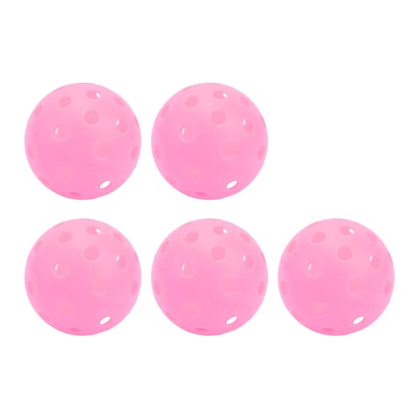 5 lysande pickleballbollar, 40 hål, 74 mm PE, för utomhusplan, rosa