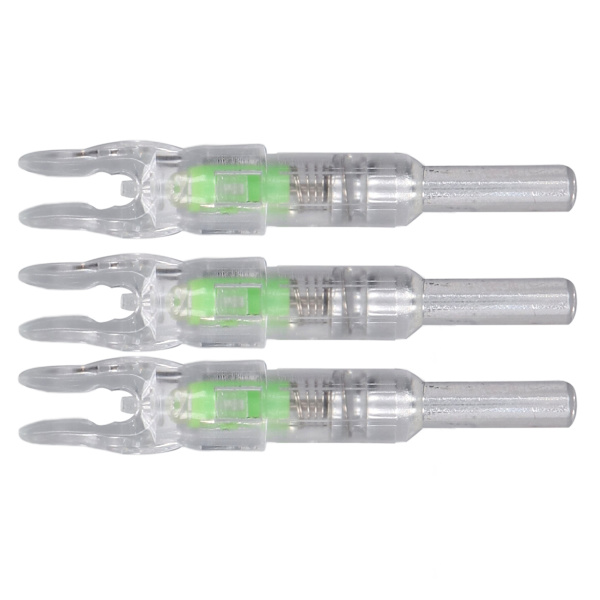 3PCS Lysande pilspetsar 6,2 mm innerdiameter PE Automatisk belysning för utomhusbåge Grön