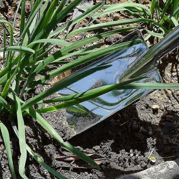 Trädgårdsspade/handspade i rostfritt stål, används för plantering