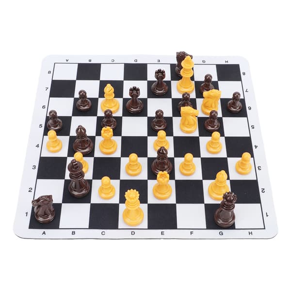 Skakbrikker med bræt 24x24cm Konge 48mm Plast PS til voksne og børn