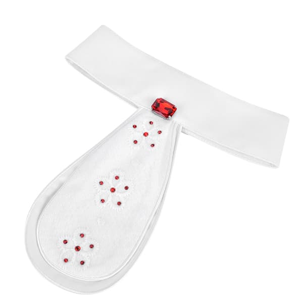 Heste-blomsterkjede for barn, hvit med røde rhinestones, heste-tilbehørsbrosje