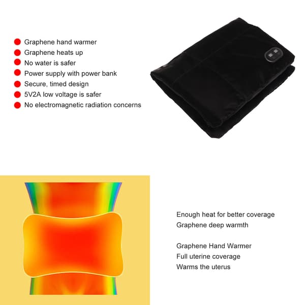 Bærbar Smart Håndvarmer Grafen USB Eksplosionssikker 37-55°C Sort