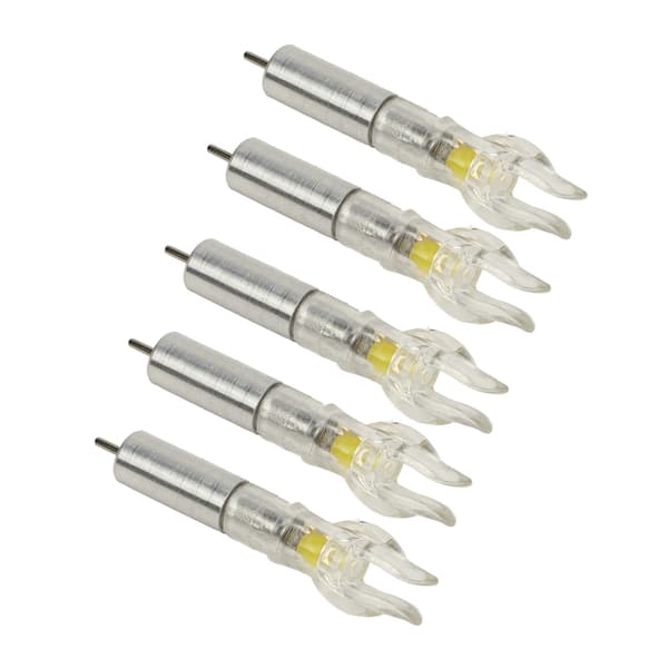 5 STK LED Lysende Pilehaler med Batteri, Plast, Nem Installation til Pile, 6,2 mm Indvendig Diameter, Gul