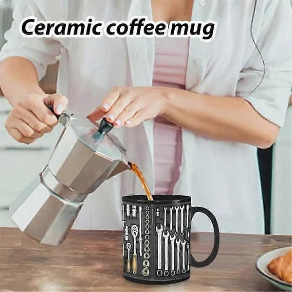 Værktøjskasseformet krus, originalt kaffekrus, stort keramisk tekrus