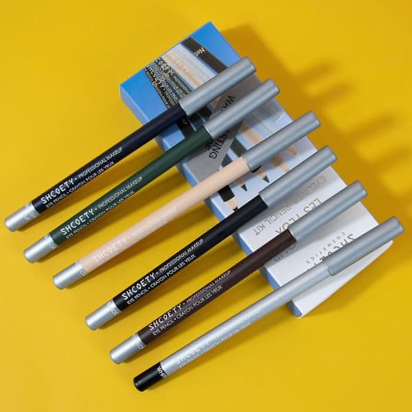 6 farver 2-i-1 Eyeliner & Øjenbrynspen Sæt (0,8g/farve) - Vandfast Smudsfri Træ Makeu