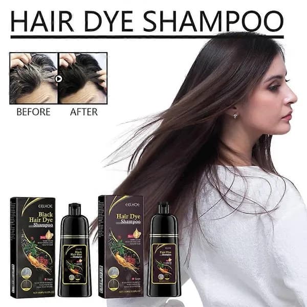 Sort hårfarveshampoo 3 i 1 Vækst Renser Hår Mørkere Dyb Nærende Sort Hårfarveshampoo...